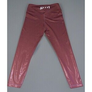GRRRL Leggings (Small/Medium) (4-6) Metallic Purple/Pink Iridescent Print Gym
